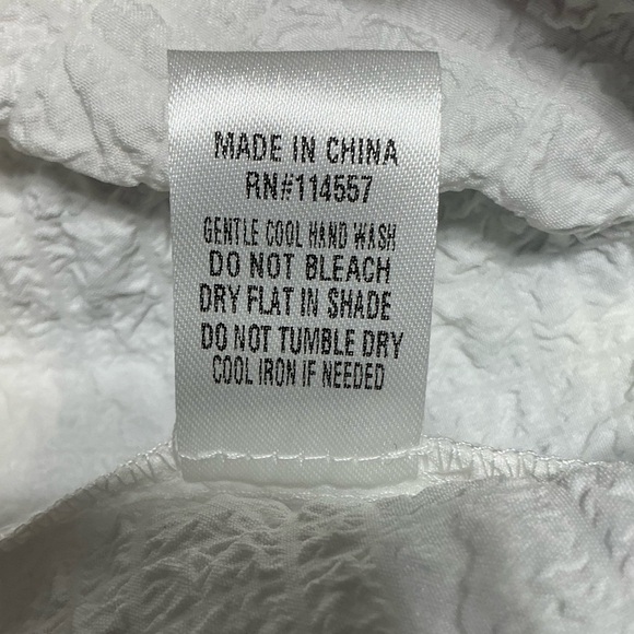 NWT THML Floral Embroidered White Button Down Boho Peasant Crinkle Shirt Small - Picture 13 of 13